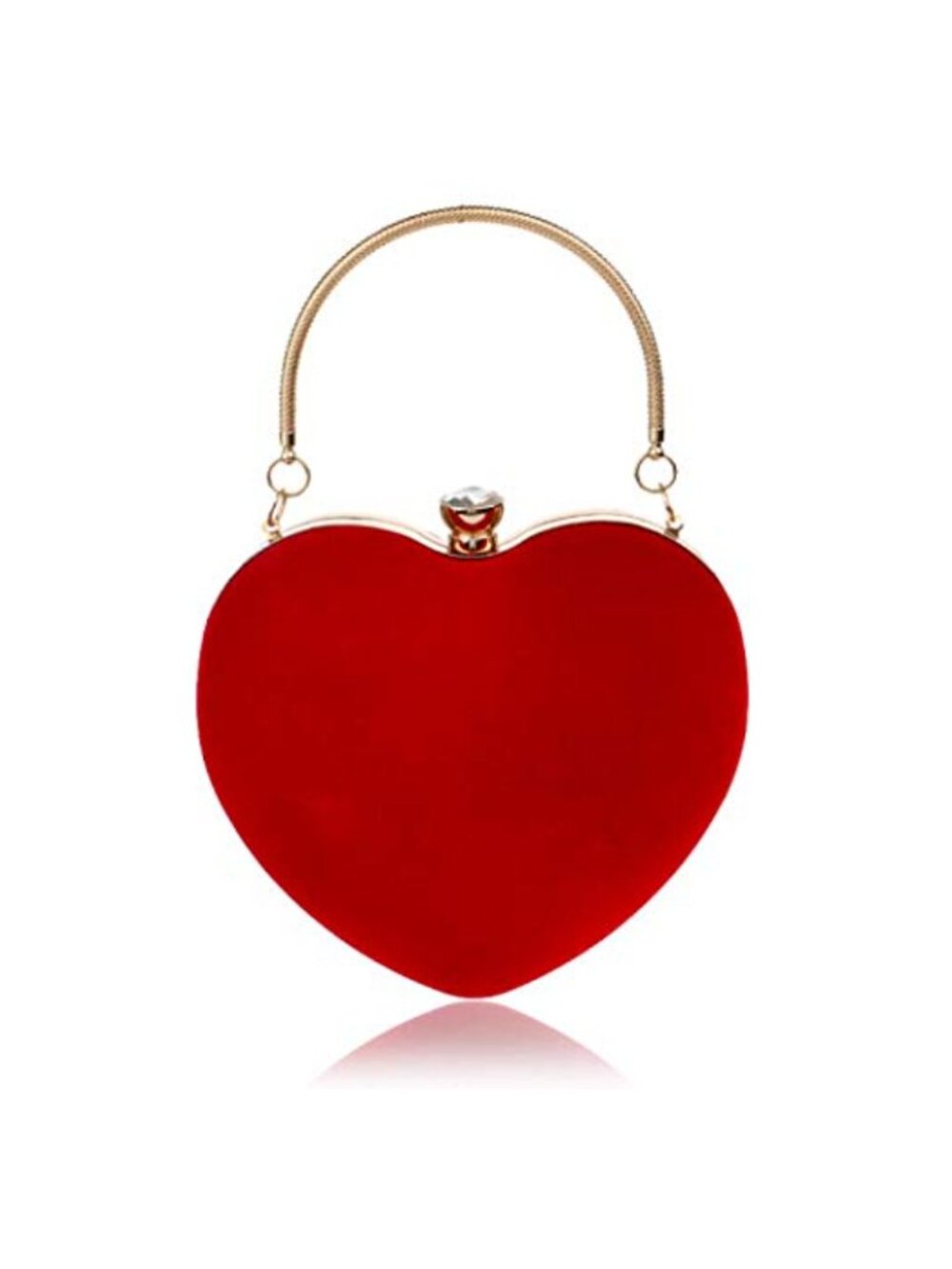 Womens Velour Heart Clutch Bag Vintage Shoulder Handbag Elegant Purse Evening